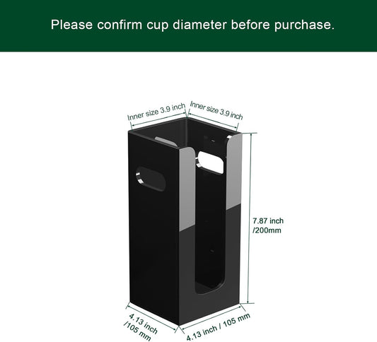 Disposable Coffee Cup Dispenser with Handles, Countertop or Wall Mount Hot/Cold Drink Cup and Lid Holder - Bathroom/Kitchen/Office Acrylic Cup Lid Storage Organizer (1 Compartment, Clear)