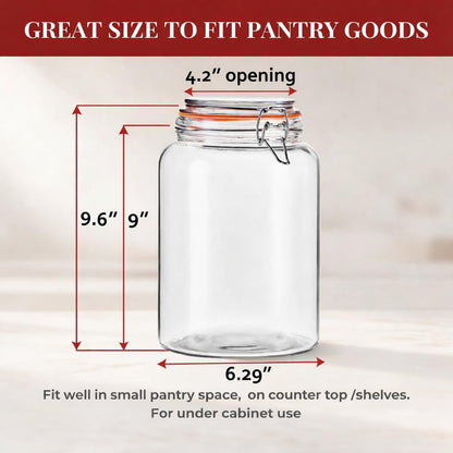 1 Gallon Glass Jars, Wide Mouth Airtight Lids, Food Storage 2 Pack