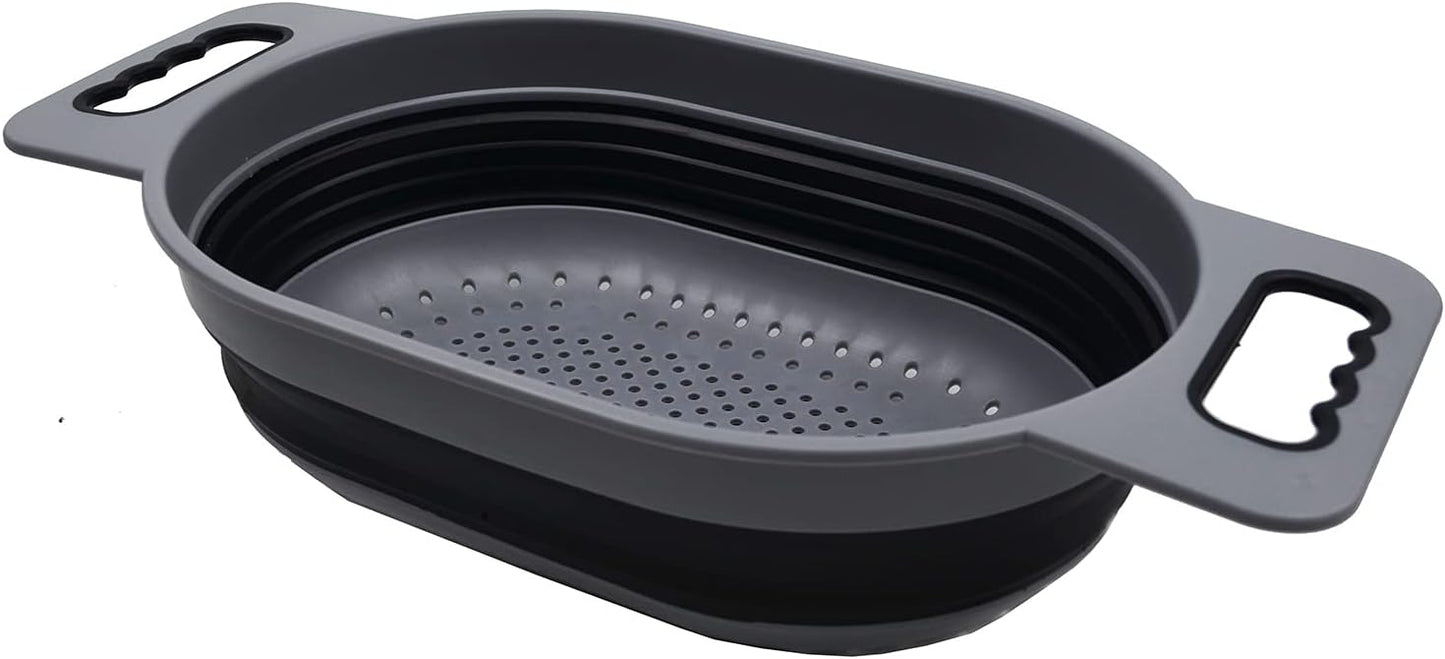 SAMMART 5L (1.3 gallon) Over The Sink Oval Colander (1, Grey/Fluorescent Green)