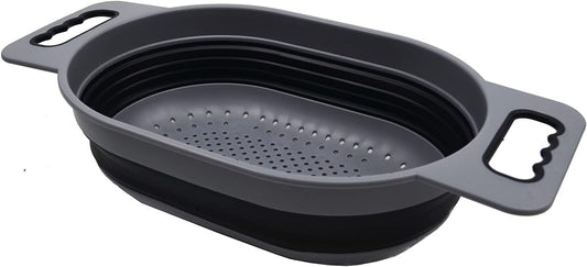 SAMMART 5L (1.3 gallon) Over The Sink Oval Colander (1, Grey/Fluorescent Green)