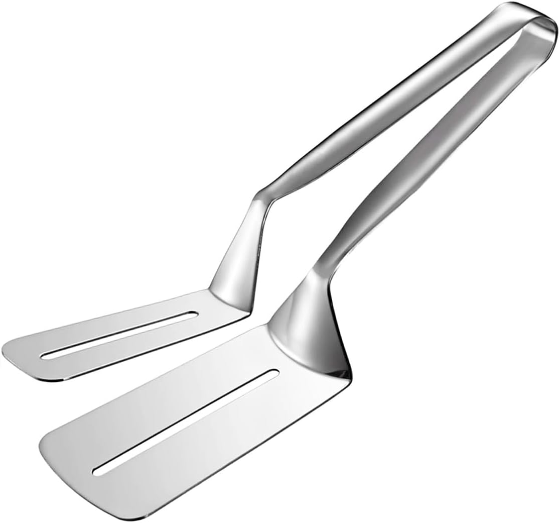 HornTide Stainless Steel Pasta Tongs, Pack of 2 Piece, Teethed Ends Design for Spaghetti Noodle Pastry, Kitchen Serving Tong Set 8-inch 20cm