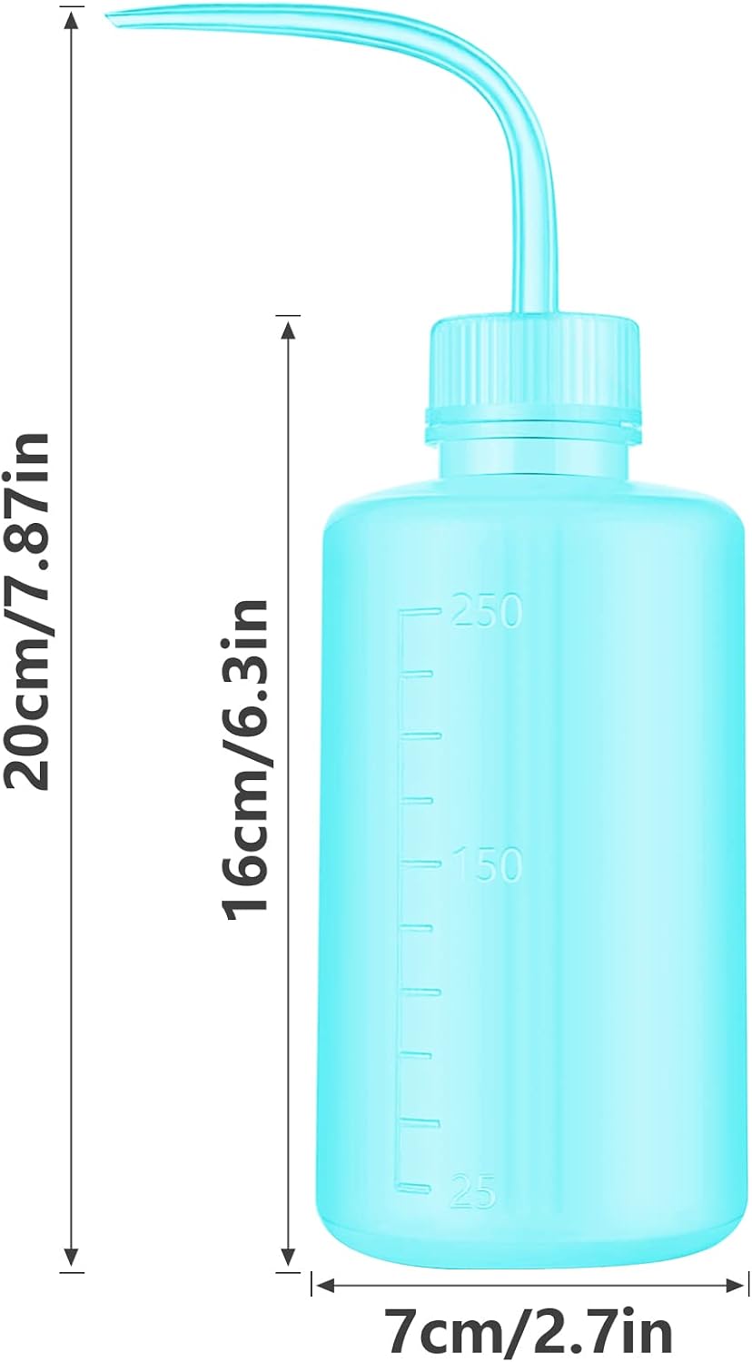 Wash Bottle 2pcs 250ml/8oz Safety Watering Tools, Economy Plastic Squeeze Washing Cleaning With Narrow Mouth Scale Labels for Medical Succulent Irrigation Plant (Black)