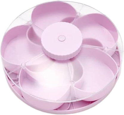 Divided Serving Tray that Spins, Divided Spin and Snack Snack Spinner with Lid, Snackle Box Container, Rotating Lazy Susan Multi-Compartment Tray for Fruit, Nuts, Candy, Party & Picnic (Grey)