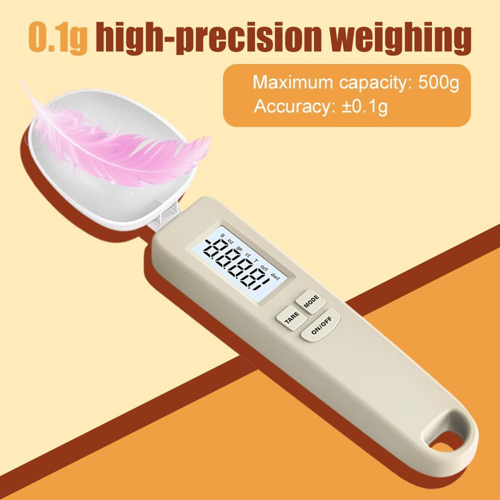 Electronic Measuring Spoon, High Precision Digital Kitchen Scale Spoon with Removable Head & LCD Display 0.1g Accuracy for Herbs, Baking, Coffee, Pet