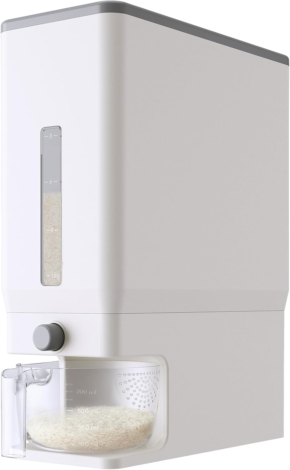 Lifewit Rice Dispenser 25 Lbs(11.3kg), Rice Storage Container Sealed Moisture Proof with Measuring Cup for Kitchen Pantry Household, BPA-Free, 1 Pack Grey