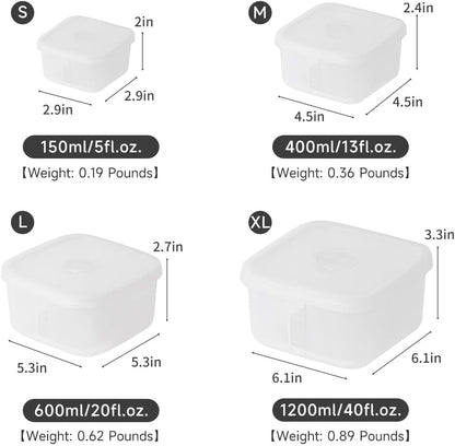 OTB Set of 2 Reusable Silicone Containers Clear, Nesting Leak-free Silicone Food Storage Boxes, BPA Free, Airtight, Dishwasher and Freezer Safe