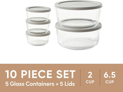 6-Piece Glass Food Storage Containers Set (3 Containers + 3 BPA-Free Lids) | 2-Cup, Leakproof | Microwave, Freezer, Oven & Dishwasher Safe | Ideal for Meal Prep & Pantry Organization, Pistachio