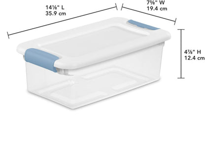 Sterilite 6-Pack Latching Box, Under Bed Storage Bins with Lids, Clear Plastic, 25 Quart - Heavy-Duty Organizing Containers for Closet, Bathroom, and Office