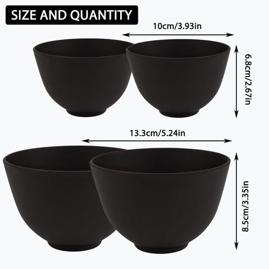 4 Piece Silicone Bowl, Silicone Mixing Bowl Set, Reusable Facial Bowls for Estheticians for Salon Spa or Home Beauty Tools (2 Large 2 Medium)