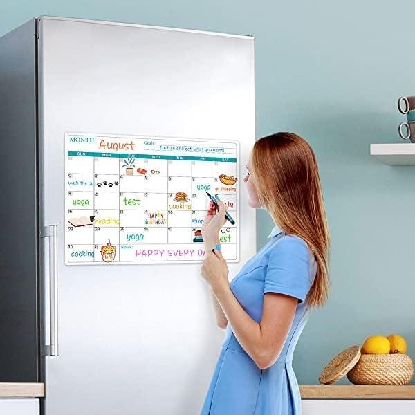 Magnetic Dry Erase Fridge Calendar - Magnetic Calendar for Refrigerator Planner, 11.4" x 14.76", Kitchen Fridge Calendars in Monthly & Weekly Set