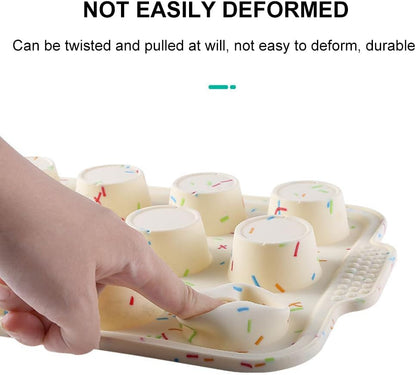 12 Cups Silicone Muffin Pan, Cupcake Pan with Handles, Non Stick Muffin Tray Cupcake Baking Pan for Oven, for Baking Cupcakes, Egg Bites, Oven and Dishwasher Safe(COLOR:as shown)
