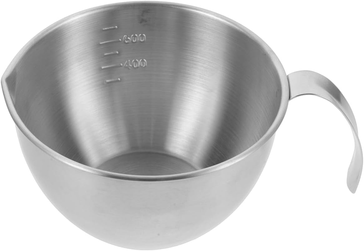 Luxshiny Stainless Steel Mixing Bowl with Handle 20.2Oz Food Prep Bowl with Measurement Scale for Cooking Baking Salad and Meal Prep 7.67X5.51X3.34In