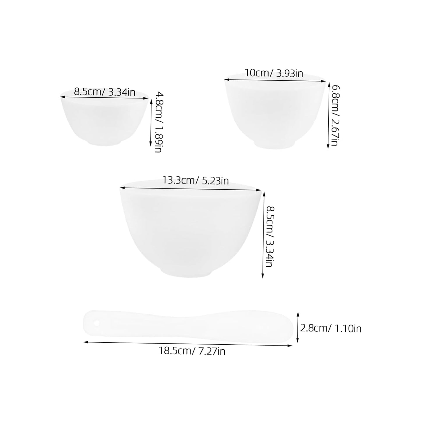 1set Facial Mask Mixing Bowl Set Silicone Bowls Mask Applicator for Diy Skincare White
