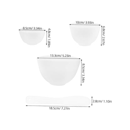 1set Facial Mask Mixing Bowl Set Silicone Bowls Mask Applicator for Diy Skincare White