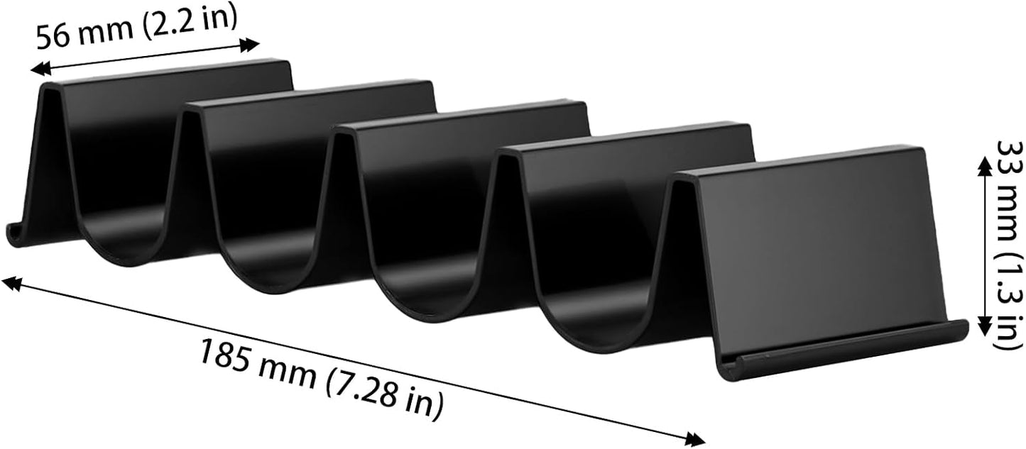 JAPCHET 24 PCS Taco Holder Stands, Black Large Taco Rack Tray Plates Plastic for Tacos Tuesday Night Party Supplies, Each Holds Up to 4 Tacos