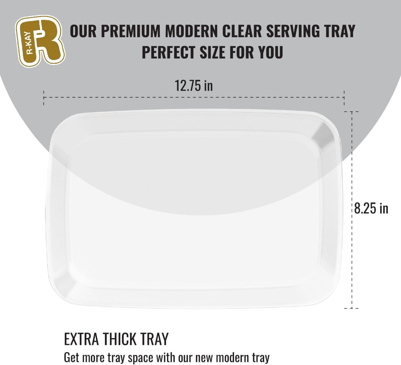 R-kay 6 Pack Clear Plastic Serving Trays For Party, 12.75 x 8.25 In - Heavy Duty Plastic Trays For Food - Rectangular Platters
