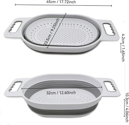 SAMMART 5L (1.3 gallon) Over The Sink Oval Colander (1, Grey/Fluorescent Green)