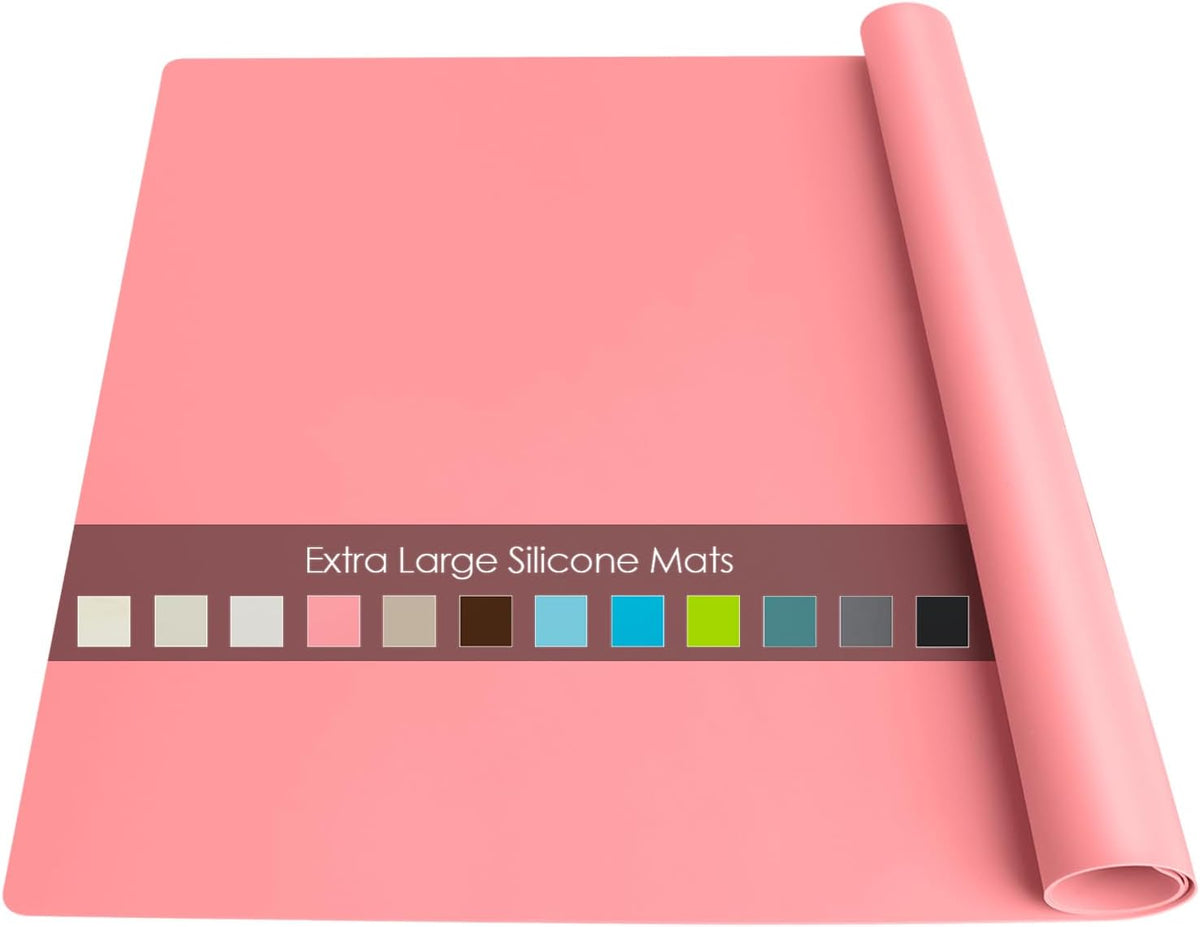 Extra Large Dark Green Countertop Mat - Silicone Table Kitchen Desk Mat - Non-Slip & Heat Resistant - Dinner Placemat Pastry Dough Rolling Mat - Colors A
