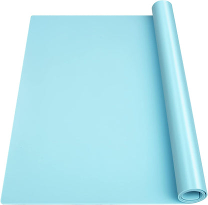 Silicone Mat Heat Resistant Mats for Countertop, Large Silicone Mats for Crafts Kitchen Counter Workbench Table protector, Size 36x24 inches Thick 2mm,Rolled Package,Light Blue
