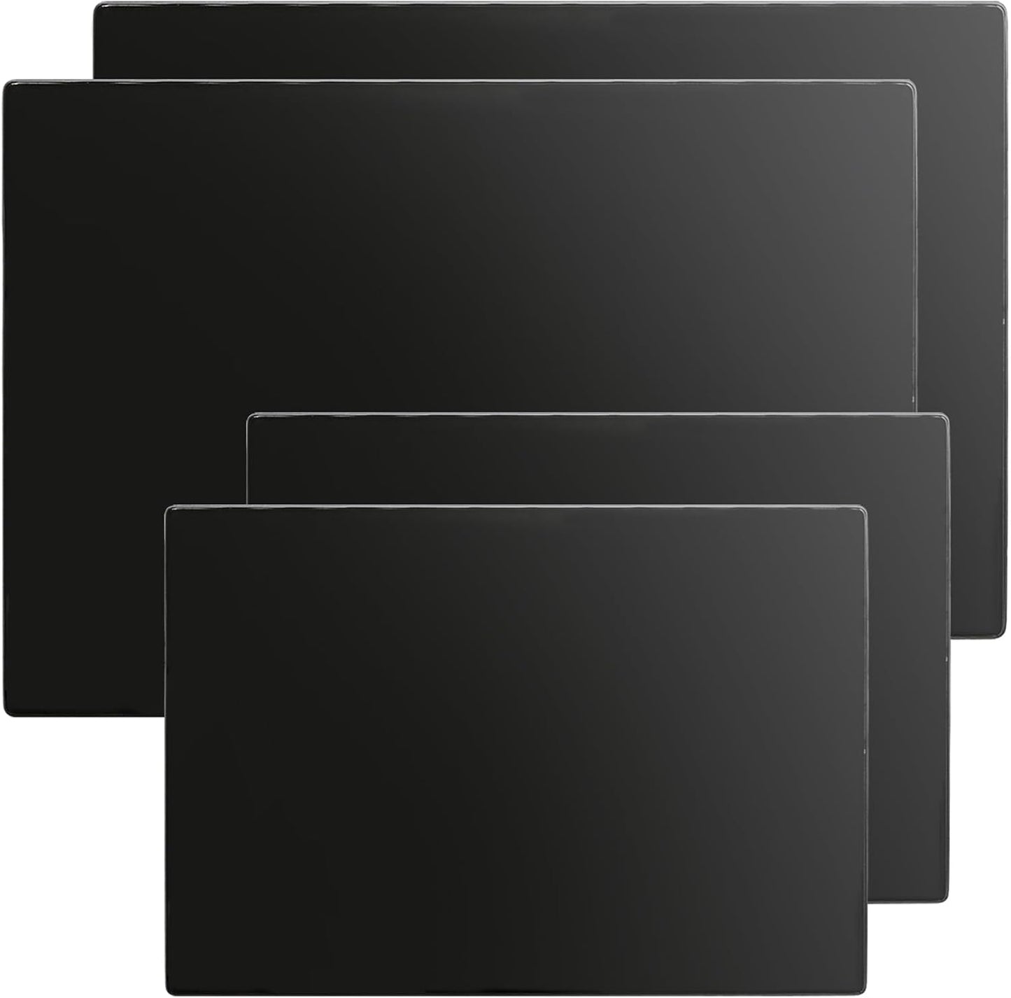Hacaroa 4 Pack Tempered Glass Cutting Board with Rubber Feet, Rectangle Non-slip Chopping Board, Long Lasting Clear Glass Tray for Kitchen Countertop, Table, Shatter-Resistant, Heat-Resistant, 2 Size