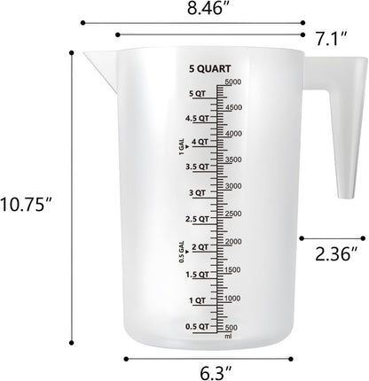 Plastic Measuring Cup with Handle, Pool Chemical Measuring Cup, Plastic Measuring Pitcher for Liquid Mixing, Pouring, Lawn Care, Pet Food, Motor Oil, Laboratory and More (32, Fluid Ounces, 1000ml)