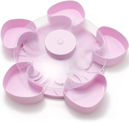 Divided Spin and Snack Serving Tray, Divided Serving Tray That Spins, Portable Travel Snackle Box with Rotating Cover, Multi-compartment Rotating Food Organizer, Spin-to-Open (A#)