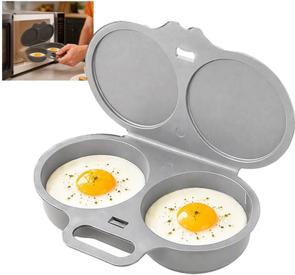 Dual Cavity Microwave Egg Poacher 2 Eggs, Quick Oil-Free Cooking，black