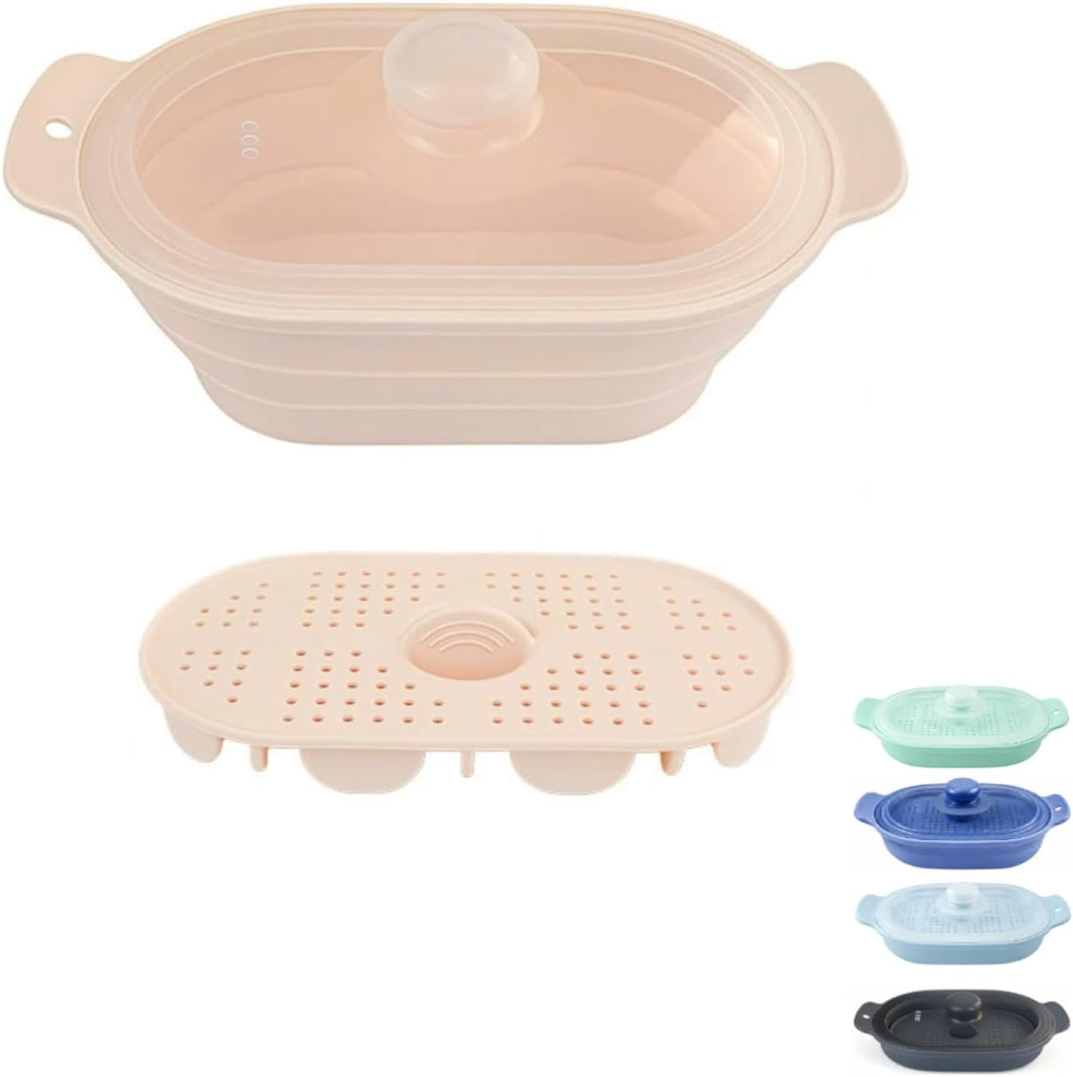40oz Silicone Microwave Steamer For Cooking Food, Vegetable Steamer, Grey