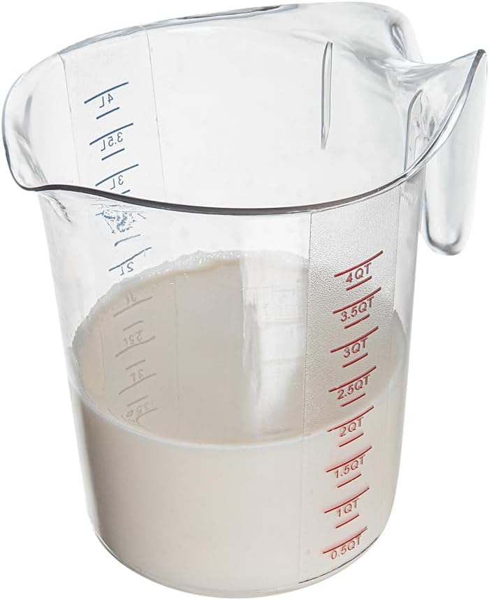 Restaurantware Plastic Measuring Cup - Chef 101 Measuring Jug with Dual Unit Markings, Dishwasher Safe - Clear Measuring Cup for Kitchen, Restaurants
