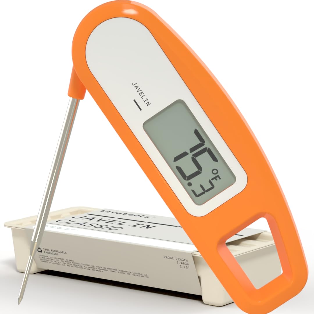 Lavatools Javelin® Ultra-Fast 3-Second Digital Instant Read Meat Thermometer for Grill and Cooking, 2.75" Probe, Compact Foldable Design, Large Display, IP65 Water Resistant, NSF Certified – Sesame