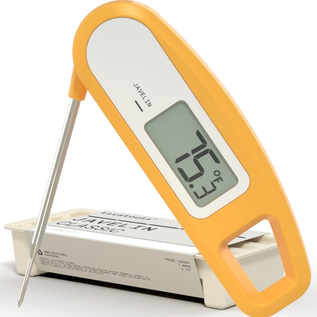 Lavatools Javelin® Ultra-Fast 3-Second Digital Instant Read Meat Thermometer for Grill and Cooking, 2.75" Probe, Compact Foldable Design, Large Display, IP65 Water Resistant, NSF Certified – Sesame