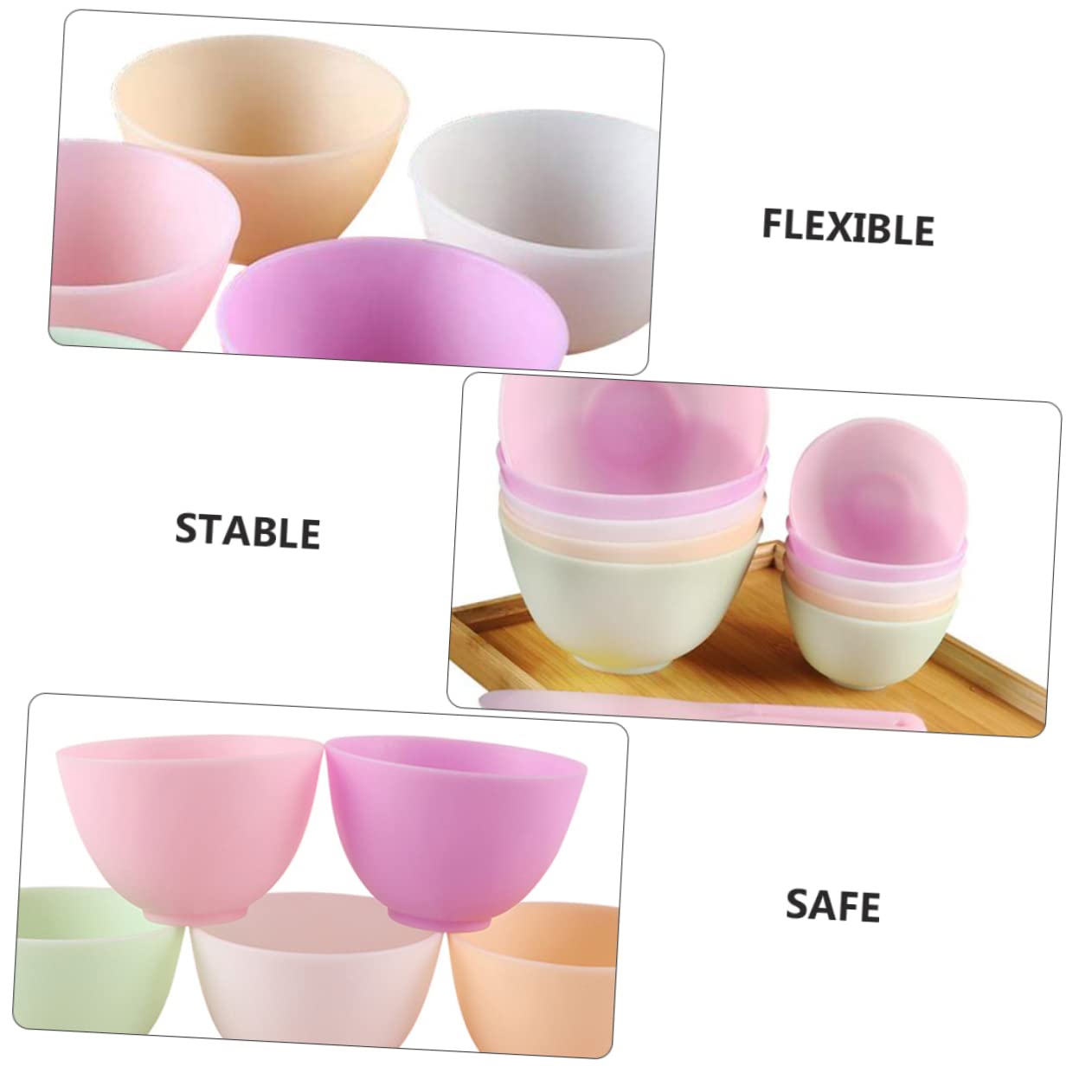 5 Pcs Odorless Anti-Drop Silicone Mixing Bowl Set 10.5x7cm Home Use Prep Measuring Bowls for DIY Facial Masks and Cooking