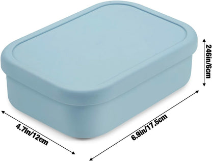 PandaEar 3-Compartment Silicone Bento Box for Toddlers & Kids - BPA-Free Food-Grade Meal Prep Container - Durable & Easy-Open Small Lunch Box for Daycare, Travel & Picnic, Blue