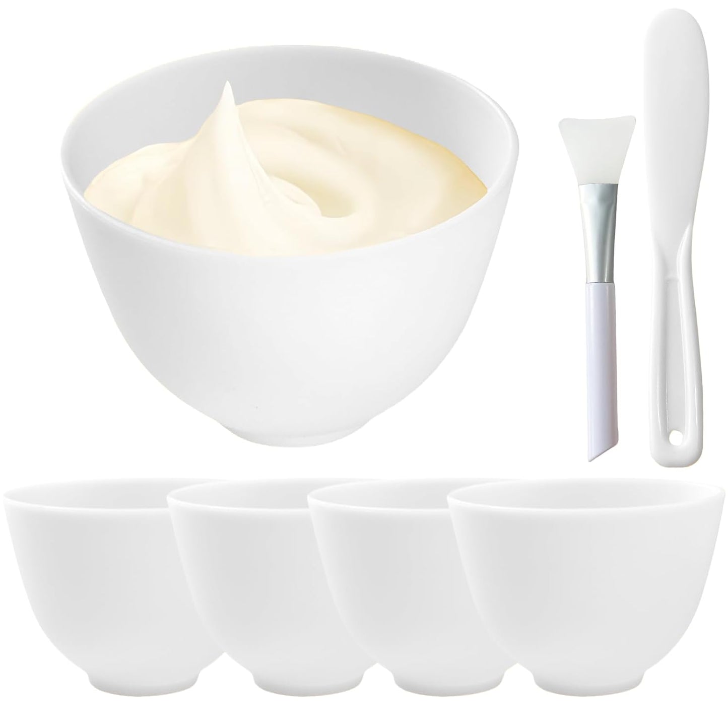 7Pcs Silicone Mixing Bowls, Silicone Bowls for Facials, DIY Face Mask Mixing Bowl for Home Salon Spa Face Skin Applicator Bowl, Black