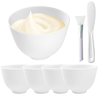 7Pcs Silicone Mixing Bowls, Silicone Bowls for Facials, DIY Face Mask Mixing Bowl for Home Salon Spa Face Skin Applicator Bowl, Black
