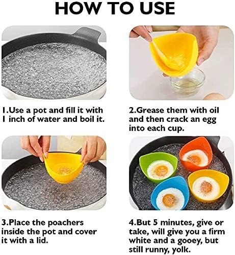 Egg Poacher Cups with Ring Standers, Set of 4, Gift Box