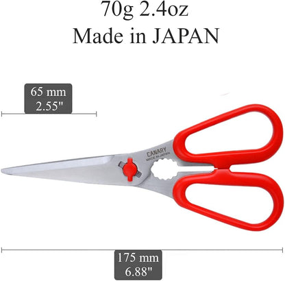 CANARY Japanese Kitchen Scissors Heavy Duty 8.2", Made in JAPAN, Dishwasher Safe Come Apart Blade, Multipurpose Kitchen Scissors, Sharp Serrated Japanese Stainless Steel, Black