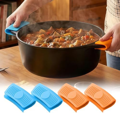 4-Pack Silicone Hot Handle Holder Set - Premium Heat-Resistant Cast Iron Skillet Handle Covers, Anti-Slip Insulated Grip Sleeve for Pots and Pans, Dishwasher Safe