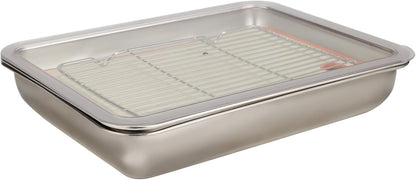 Grilling Gifts for Family: 5-in-1 Outdoor BBQ Food Prep Tray & Carry System, Meat Marinating Container with Lid, Cutting Board & Rack, Metal Cooked Meat Platter Serving Accessories