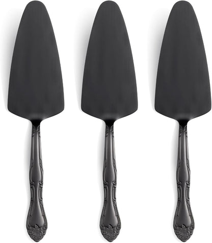 3-Piece Matte Gold Cake Server Set with Rose Handle