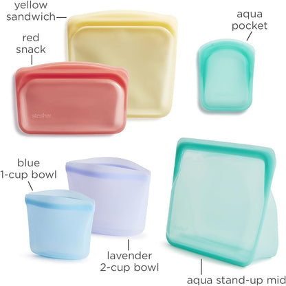 Stasher Premium Reusable Silicone Food Storage Bags, 2-Pack, Clear