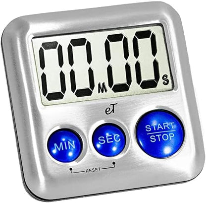 Elegant Digital Kitchen Timer Stainless Steel - Loud Alarm Model eT24 Plum