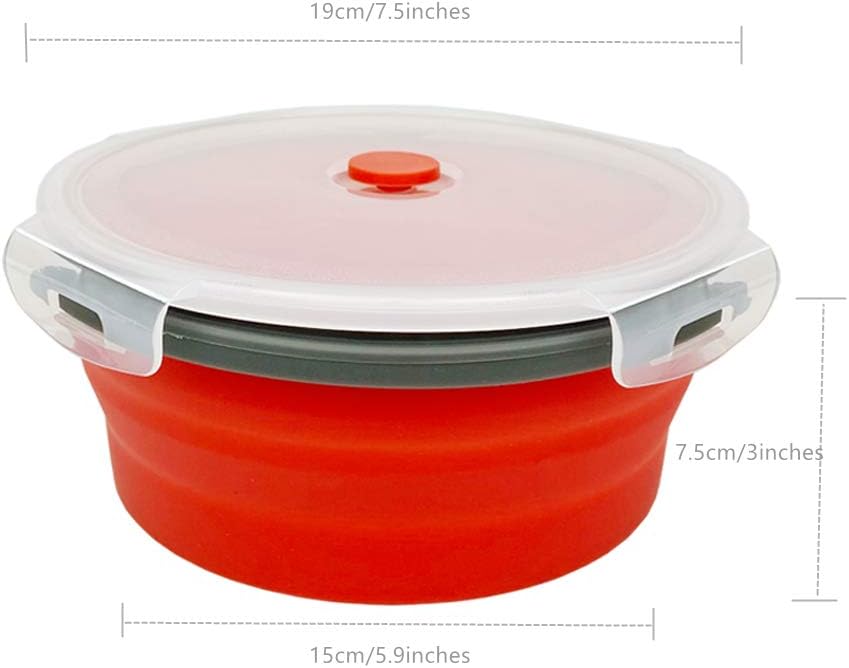 CARTINTS 1200ml Large Collapsible Meal Prep Containers, Reusable Silicone Food Storage Containers, Stackable Fridge Storage Containers, With Leakproof Lids, Microwave and Freezer Safe, Blue