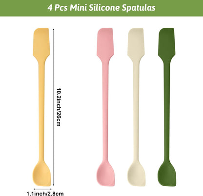 4 Pcs Mini Silicone Spatulas, Jar Spatula Silicone Small Spatulas