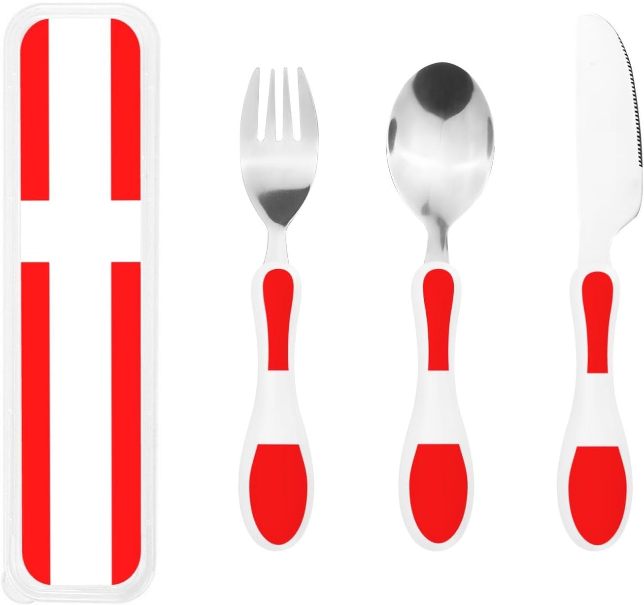 3-Piece Kids Silverware Set With Storage Case, Stainless Steel Reusable Children Safe Knife Spoon Fork Set Fashion Striped Children Flatware Set For Kids Lunch Box