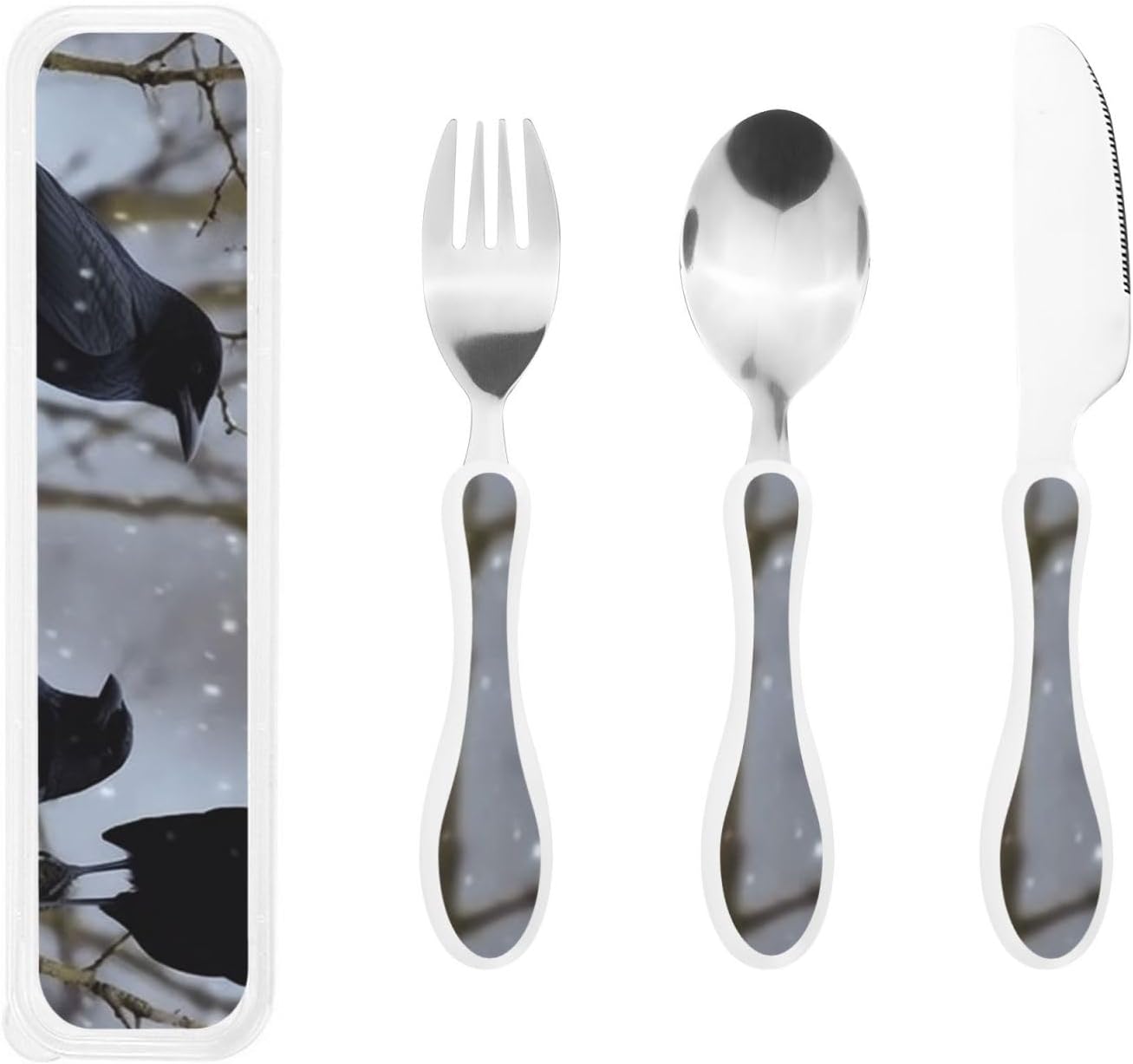 3-Piece Kids Silverware Set With Storage Case, Stainless Steel Reusable Children Safe Knife Spoon Fork Set Ballroom Dance Children Flatware Set For Kids Lunch Box