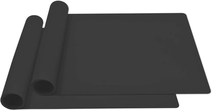 Silicone Placemats, Food-Grade Non-Slip Waterproof, Dining, Stain Resistant, Countertop Protector, Kitchen Counter Mat, Heat Resistant, Baking mat Dishwasher Safe (23.6"×15.7"-1pack, Black)
