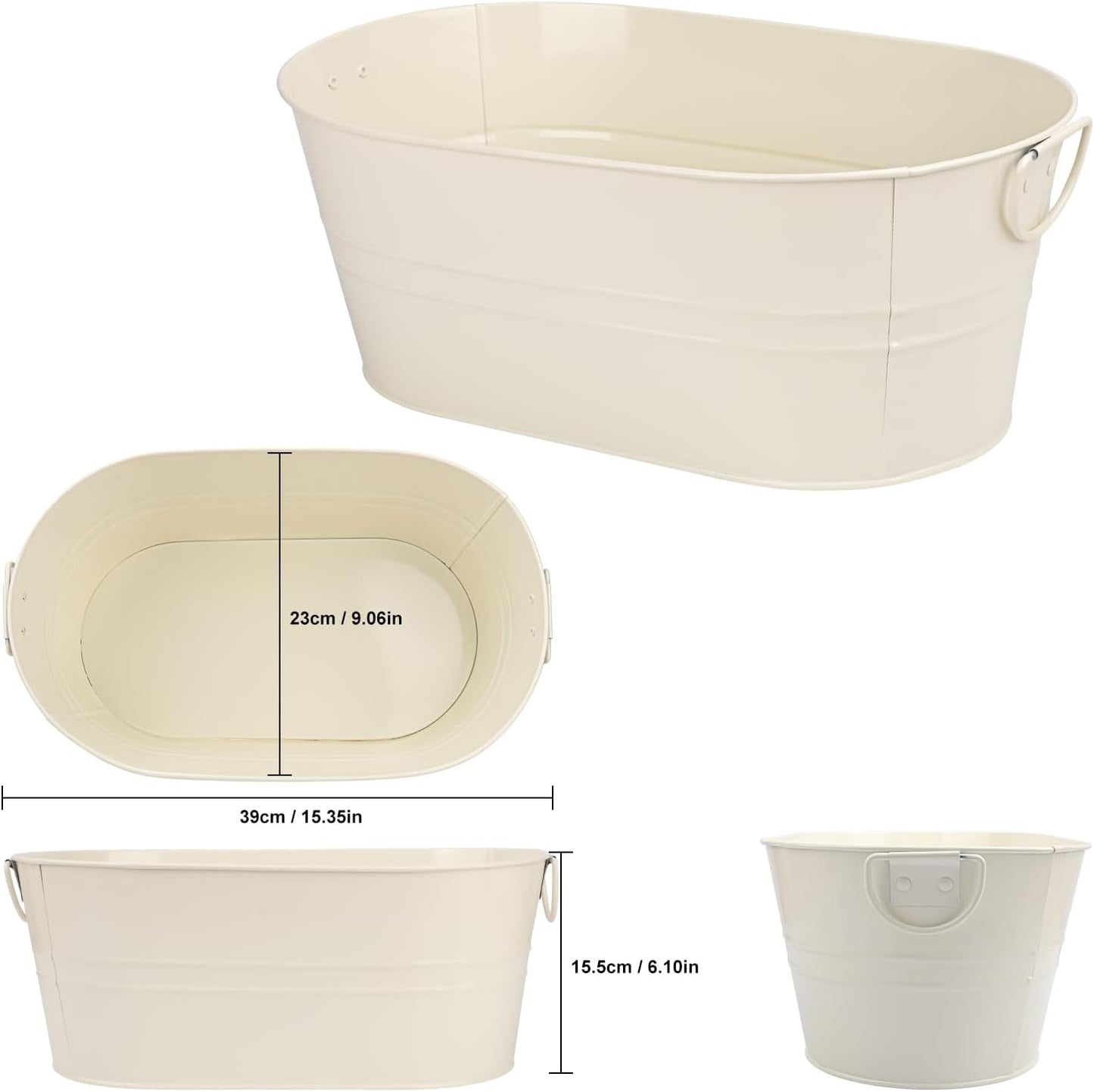 3 Pack 15.3" x 9" x 6" Yellow Metal Galvanized Tub with Handles, 3 Gallon Large Beverage Tubs for Parties, Beer, Wine, and Cocktails, Rust-Proof and Durable Ice Buckets