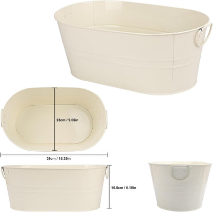 3 Pack 15.3" x 9" x 6" Yellow Metal Galvanized Tub with Handles, 3 Gallon Large Beverage Tubs for Parties, Beer, Wine, and Cocktails, Rust-Proof and Durable Ice Buckets