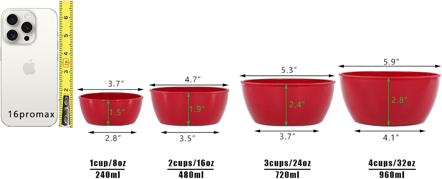 4-Piece Classic Plastic Prep Bowls with Lids, Nesting Plastic Small Mixing Bowl Set for Mixing, Baking, Prepping, Cooking and Serving Food, Microwave and Dishwasher Safe (Yellow)